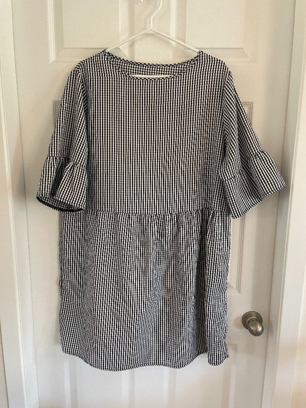 Black & White Gingham Babydoll Dress – Size M/L